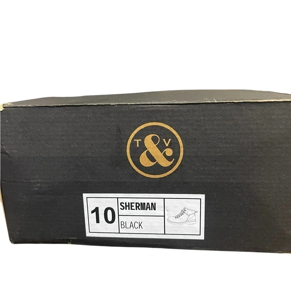 Thomas & Vine Sherman Leather Water Resistant Black Comfort Foam Boots sz 10